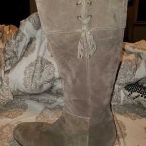 Gray Enzo Tall Suede Boots wide calf- Size 13m